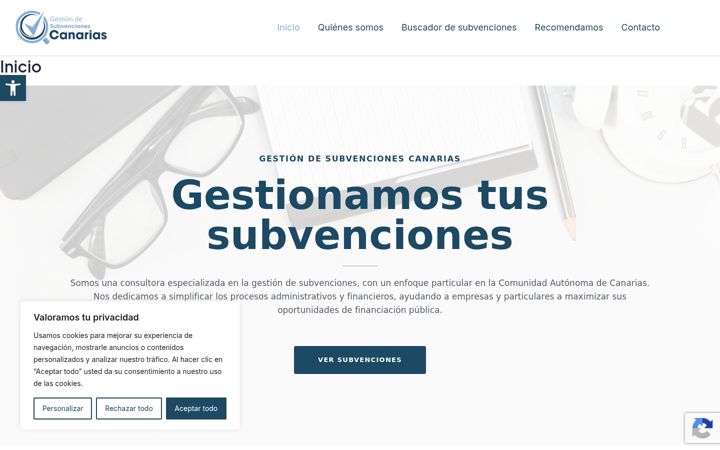 Screenshot of gestionsubvencionescanarias.com