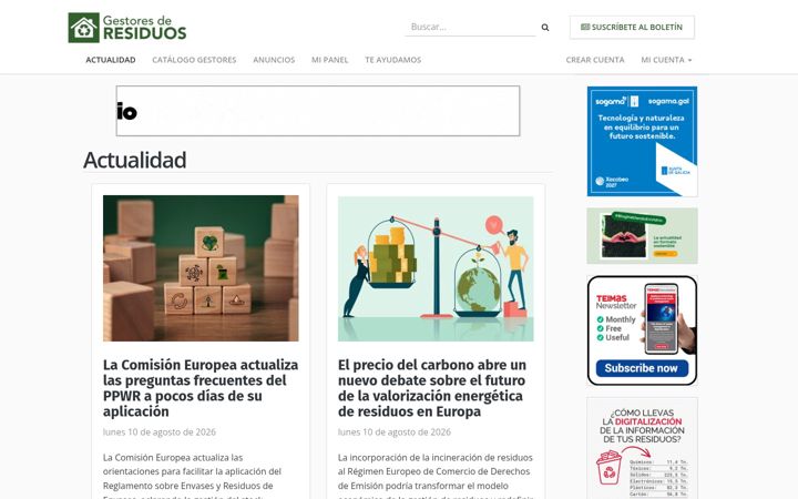 Screenshot of gestoresderesiduos.org