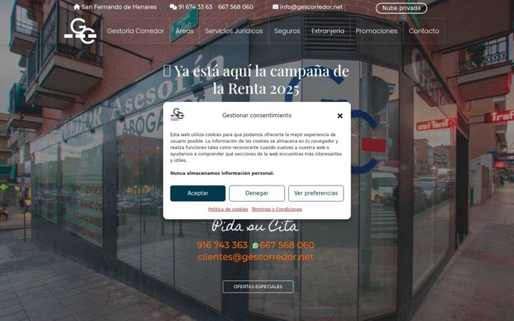 Screenshot of gestoriayabogadoscorredor.com