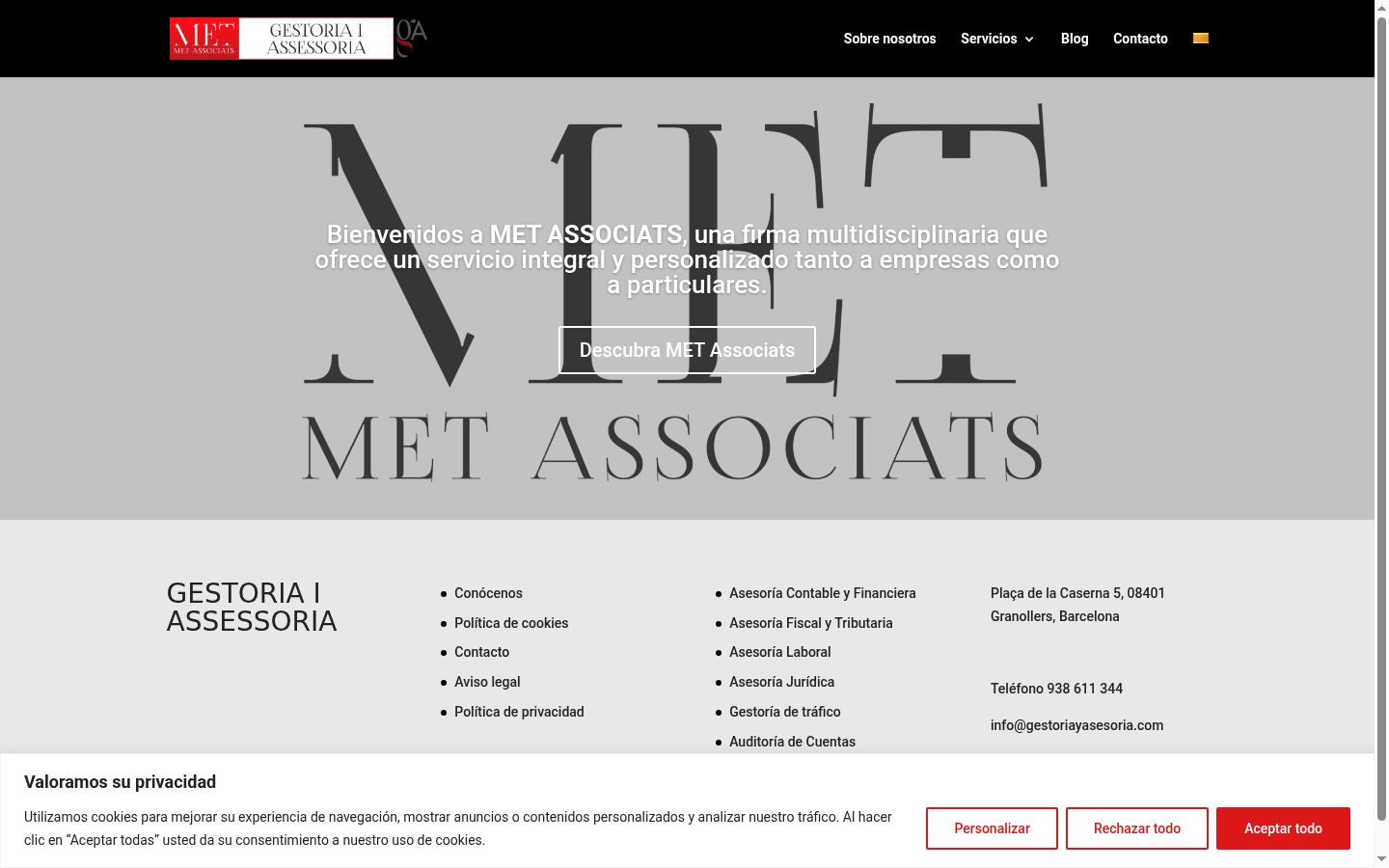 Screenshot of the consent banner shown before any interaction