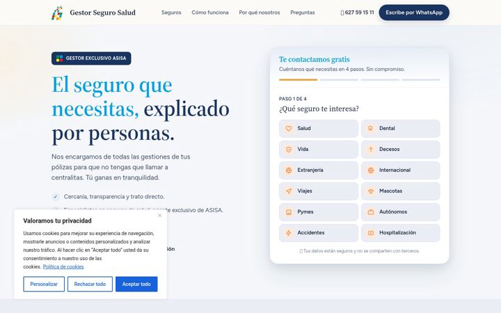Screenshot of gestorsegurosalud.com