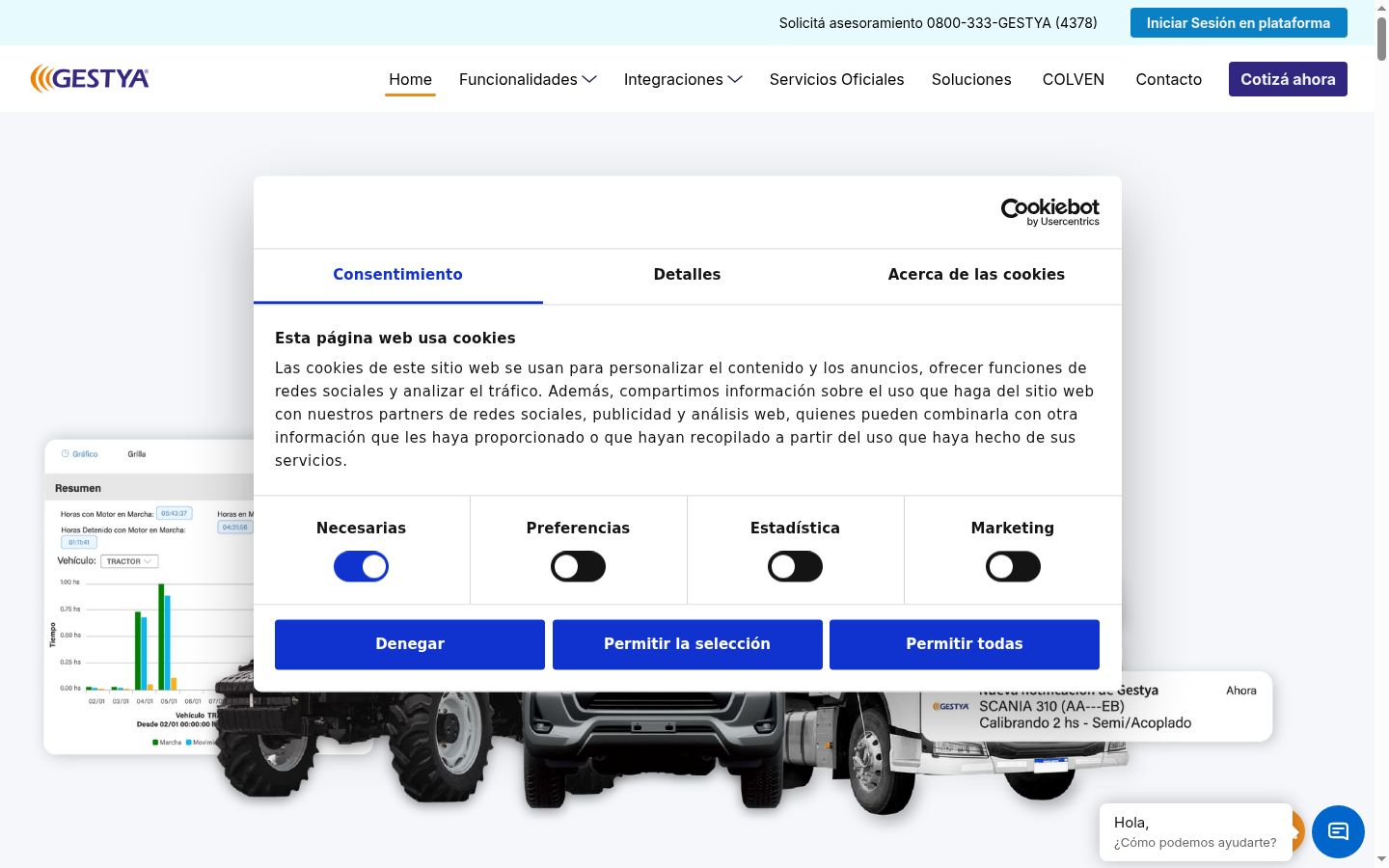 Screenshot del banner di consenso mostrato prima di qualsiasi interazione