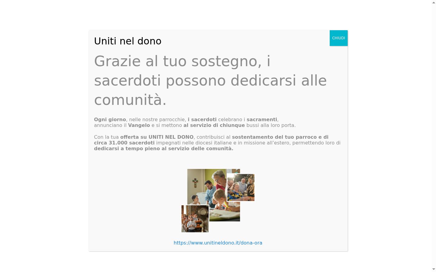Screenshot del banner di consenso mostrato prima di qualsiasi interazione