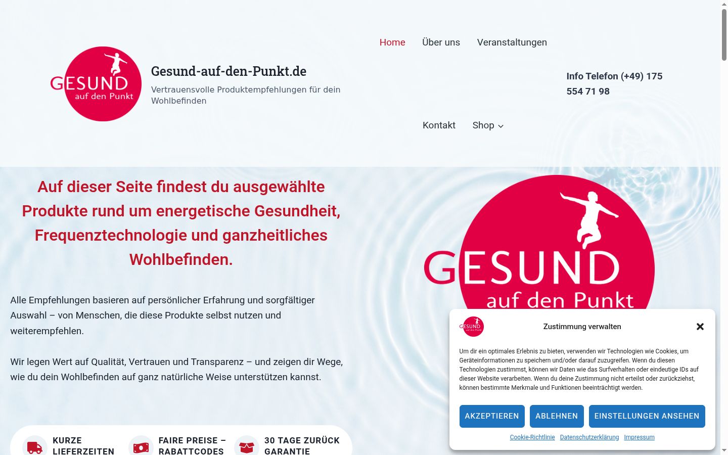 Screenshot del banner di consenso mostrato prima di qualsiasi interazione