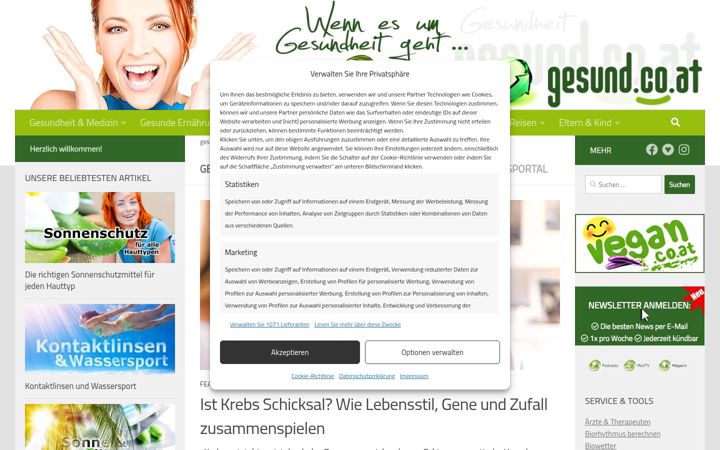 Screenshot of gesund.co.at