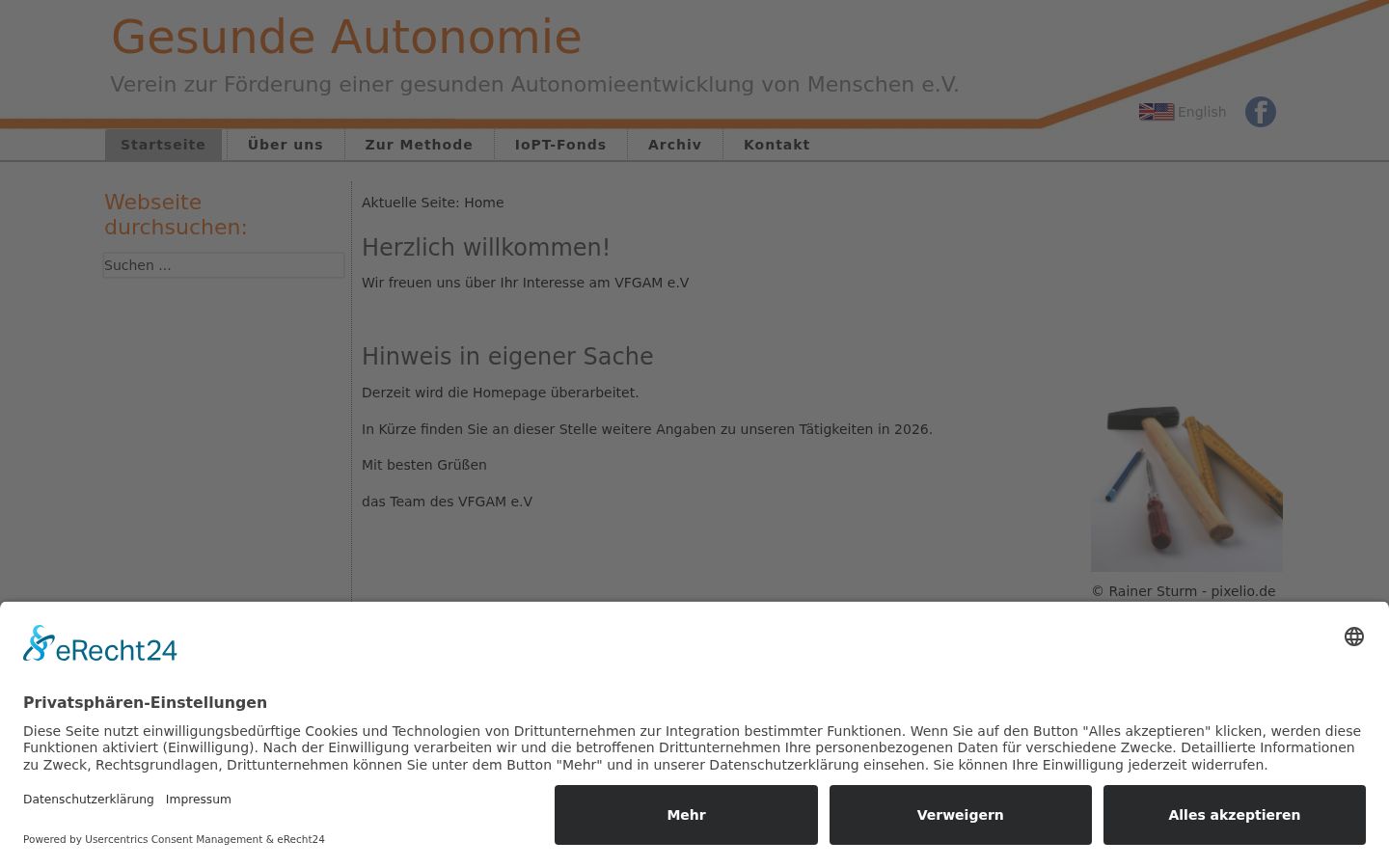 Screenshot des Einwilligungsbanners vor jeglicher Interaktion