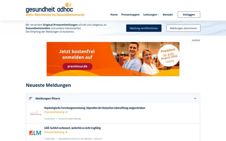Screenshot of gesundheit-adhoc.de