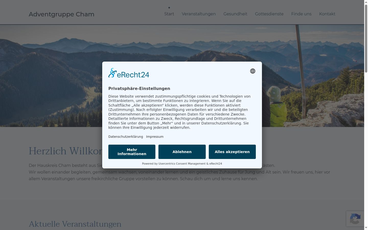 Screenshot of the consent banner shown before any interaction