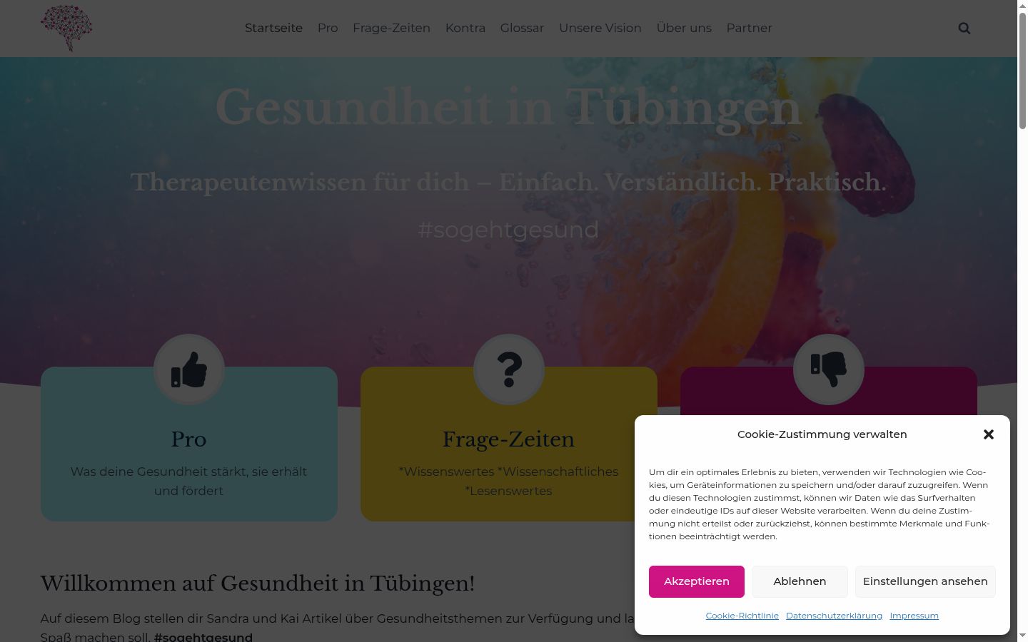 Screenshot of the consent banner shown before any interaction