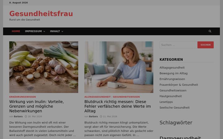 Screenshot of gesundheitsfrau.de