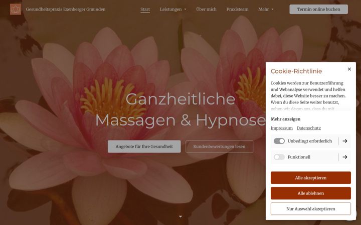 Screenshot of gesundheitspraxis-exenberger-gmunden.at