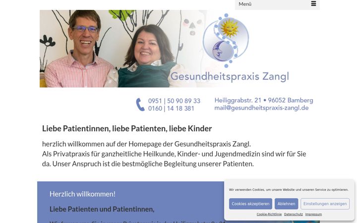Screenshot of gesundheitspraxis-zangl.de