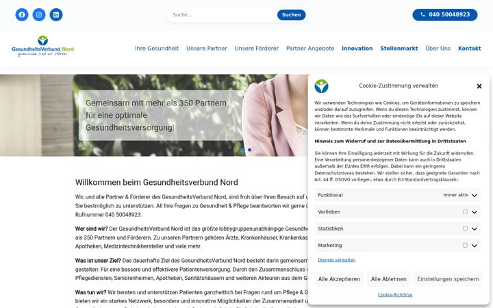 Screenshot of gesundheitsverbundnord.de