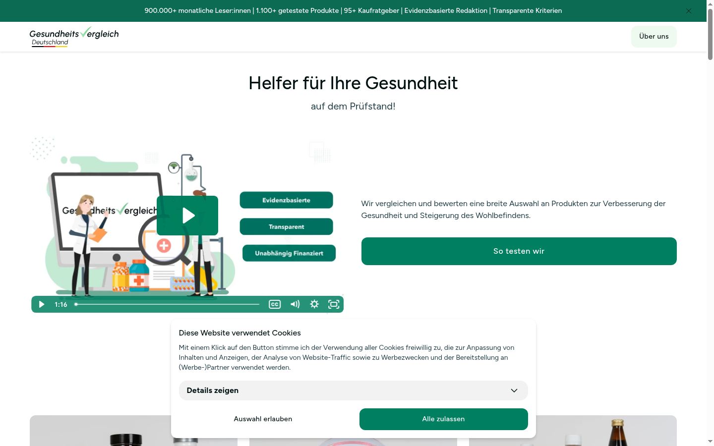 Screenshot of the consent banner shown before any interaction