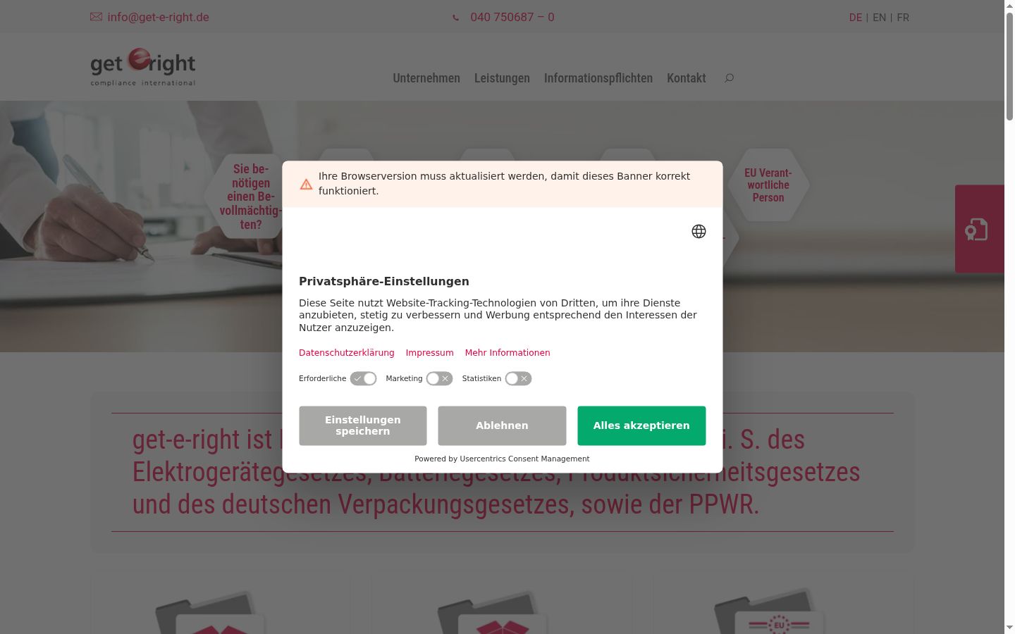 Screenshot van de toestemmingsbanner zoals getoond vóór enige interactie