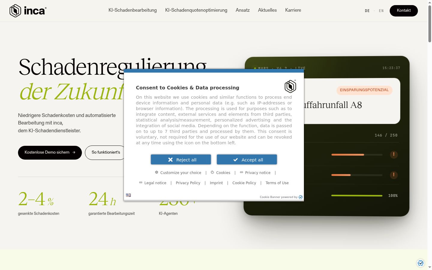 Screenshot tal-banner tal-kunsens muri qabel kwalunkwe interazzjoni