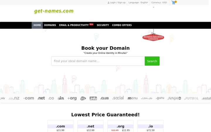 Screenshot of get-names.com