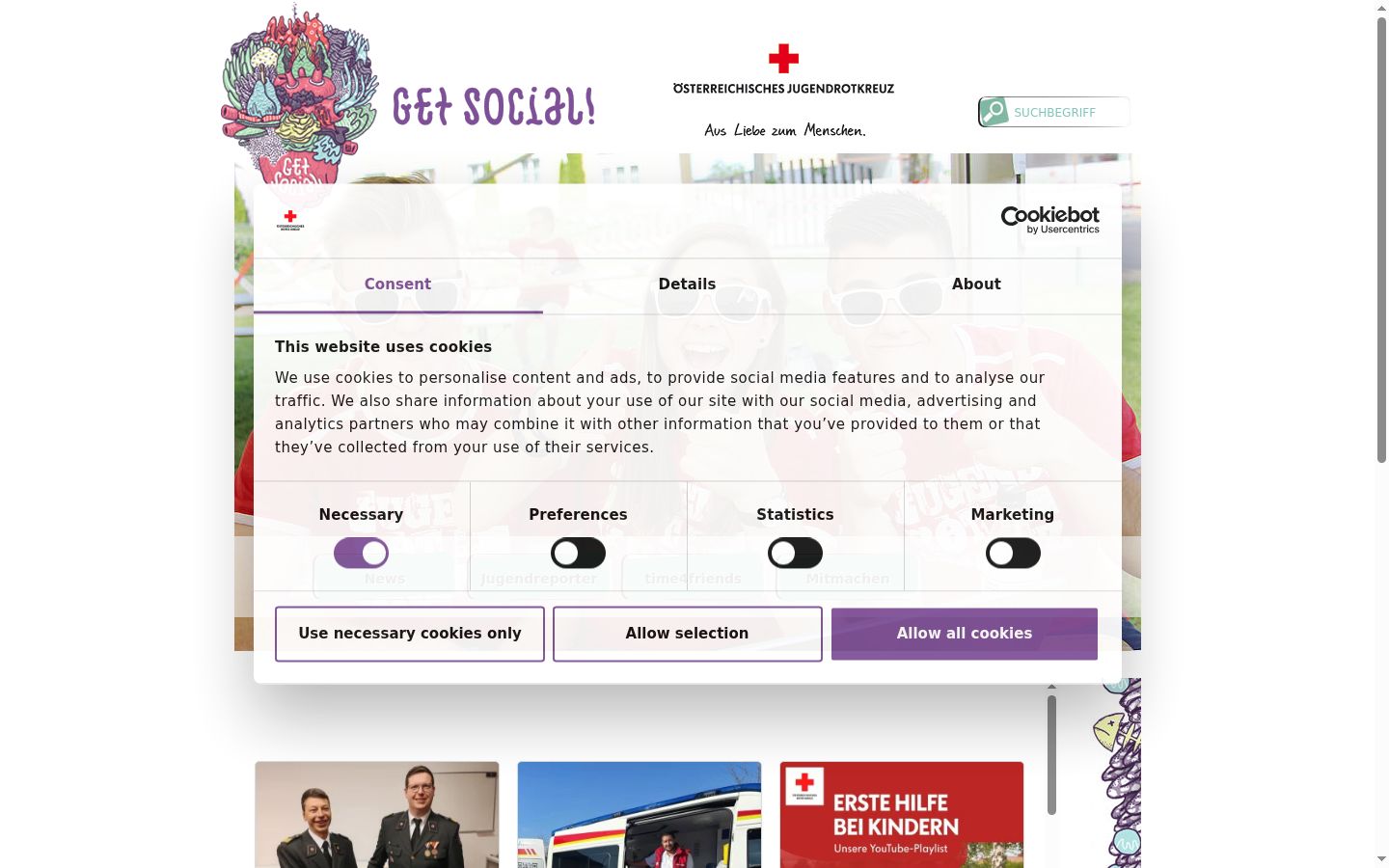 Sutikimo reklamjuostės, rodytos prieš bet kokią sąveiką, ekrano kopija