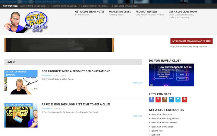 Screenshot of getacluemarketingshow.com