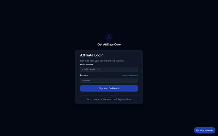 Screenshot of getaffiliatecore.com