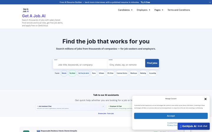 Screenshot of getajob.ai