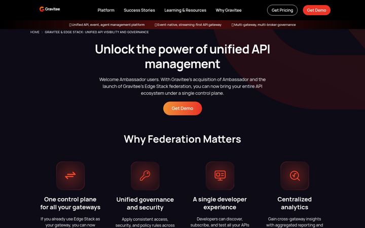 Screenshot of getambassador.io