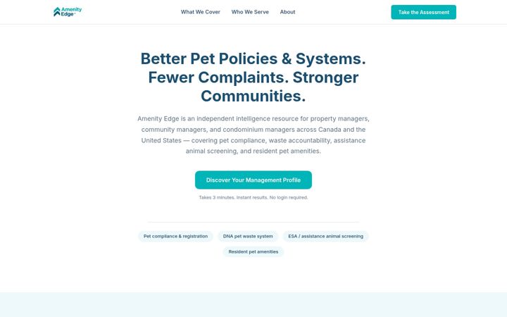 Screenshot of getamenityedge.com