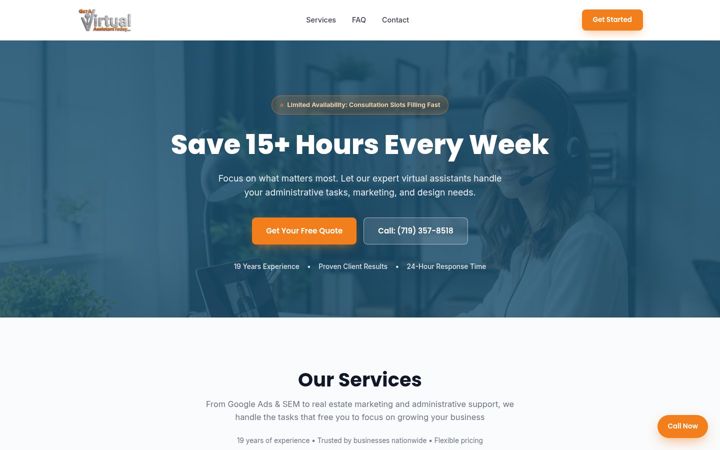 Screenshot of getavirtualassistanttoday.com
