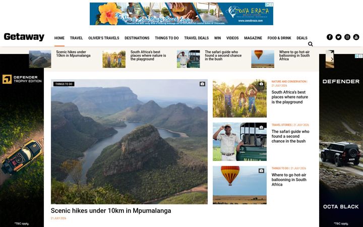 Screenshot of getaway.co.za