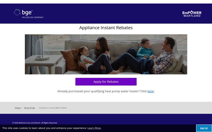 Screenshot of getbgerebate.com