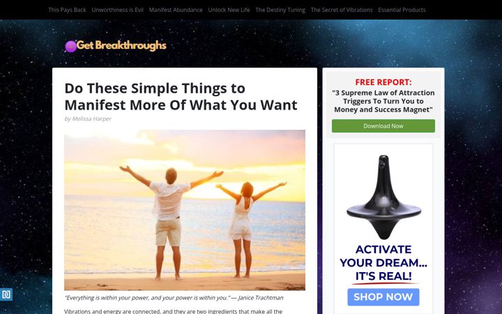 Screenshot of getbreakthroughs.com