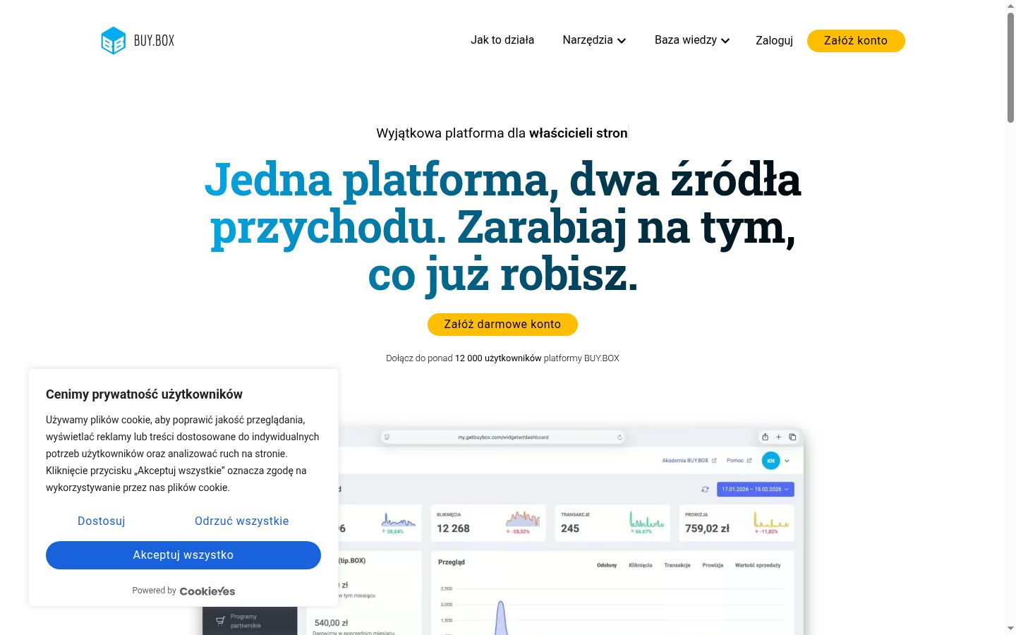 Képernyőkép a bármilyen interakció előtt megjelenő hozzájárulási bannerről
