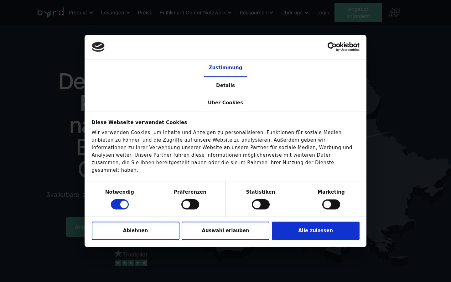 Snímka obrazovky banera súhlasu zobrazeného pred akoukoľvek interakciou