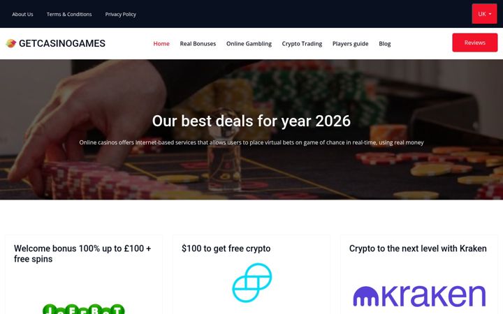 Screenshot of getcasinogames.com