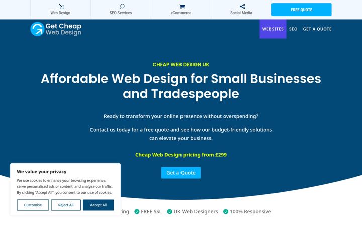 Screenshot of getcheapwebdesign.co.uk