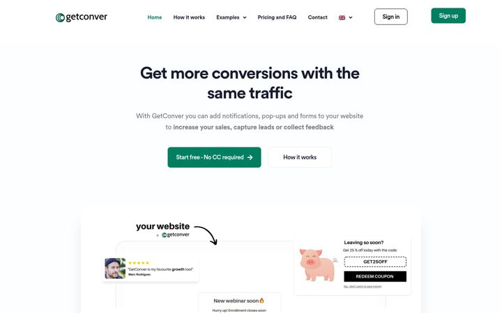 Screenshot von getconver.com