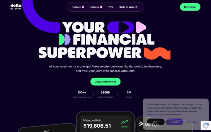 Captura de pantalla de getdelta.io