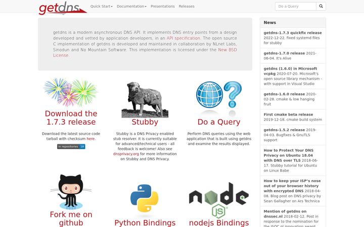 Screenshot of getdnsapi.net