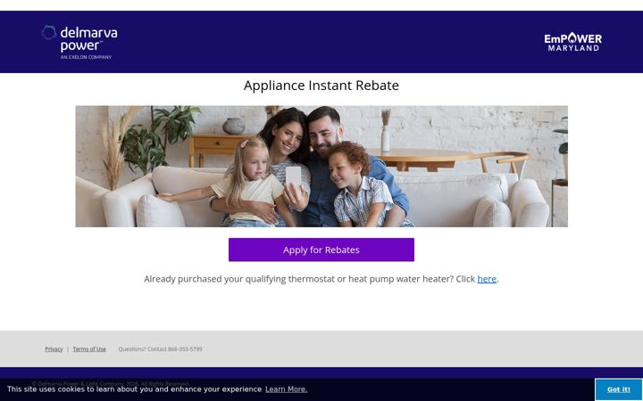 Screenshot of getdplrebate.com