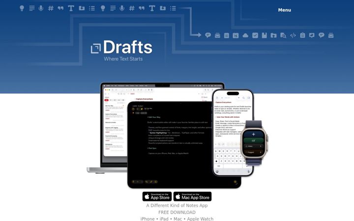 Screenshot of getdrafts.com