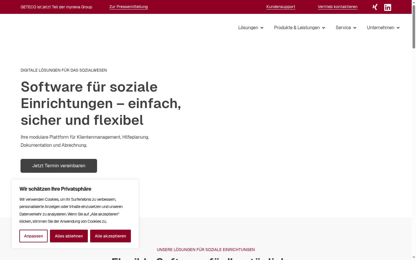 Screenshot del banner di consenso mostrato prima di qualsiasi interazione