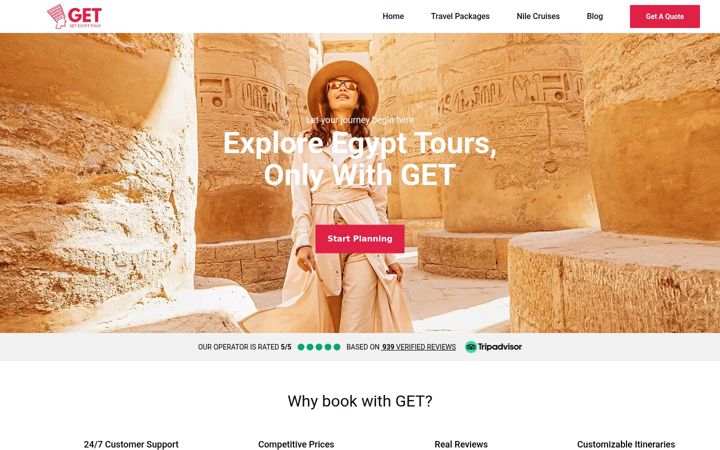 Screenshot of getegypttour.com