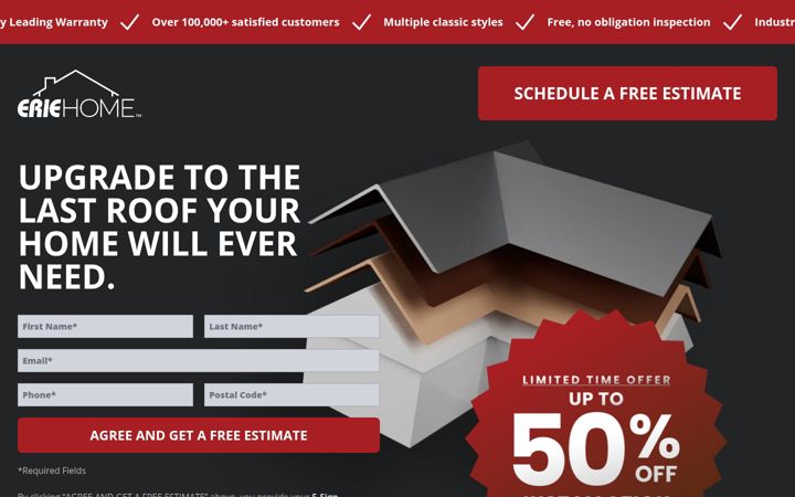 Screenshot of geterieroofing.com