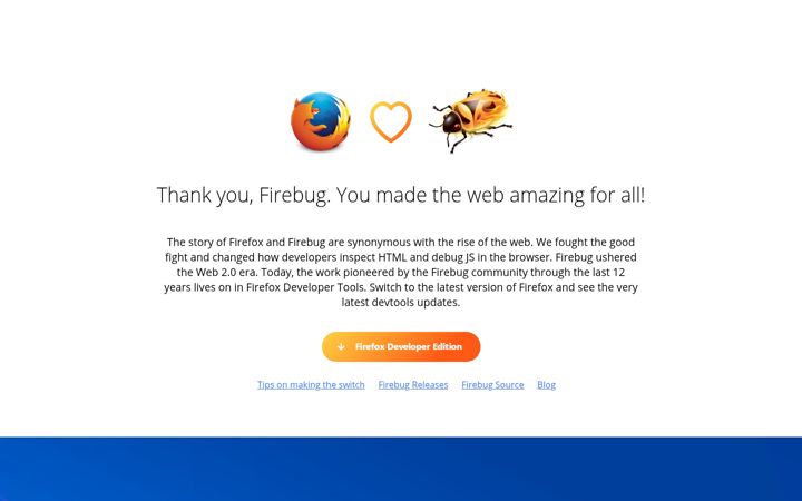 Screenshot von getfirebug.com
