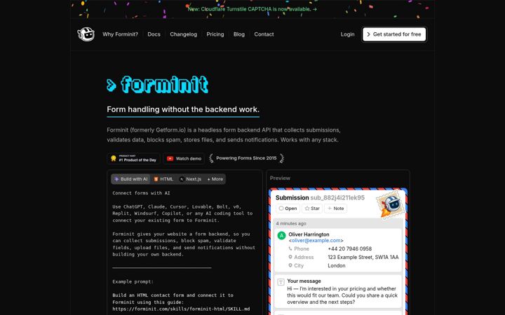 Screenshot of getform.org