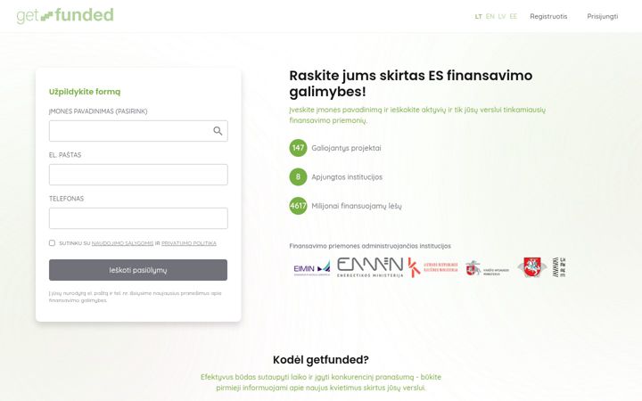 Screenshot of getfunded.lt