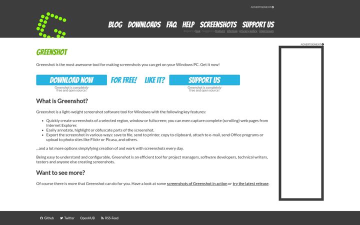 Screenshot of getgreenshot.org