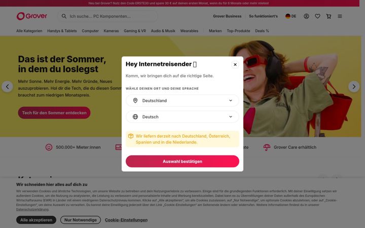 Screenshot of getgrover.com