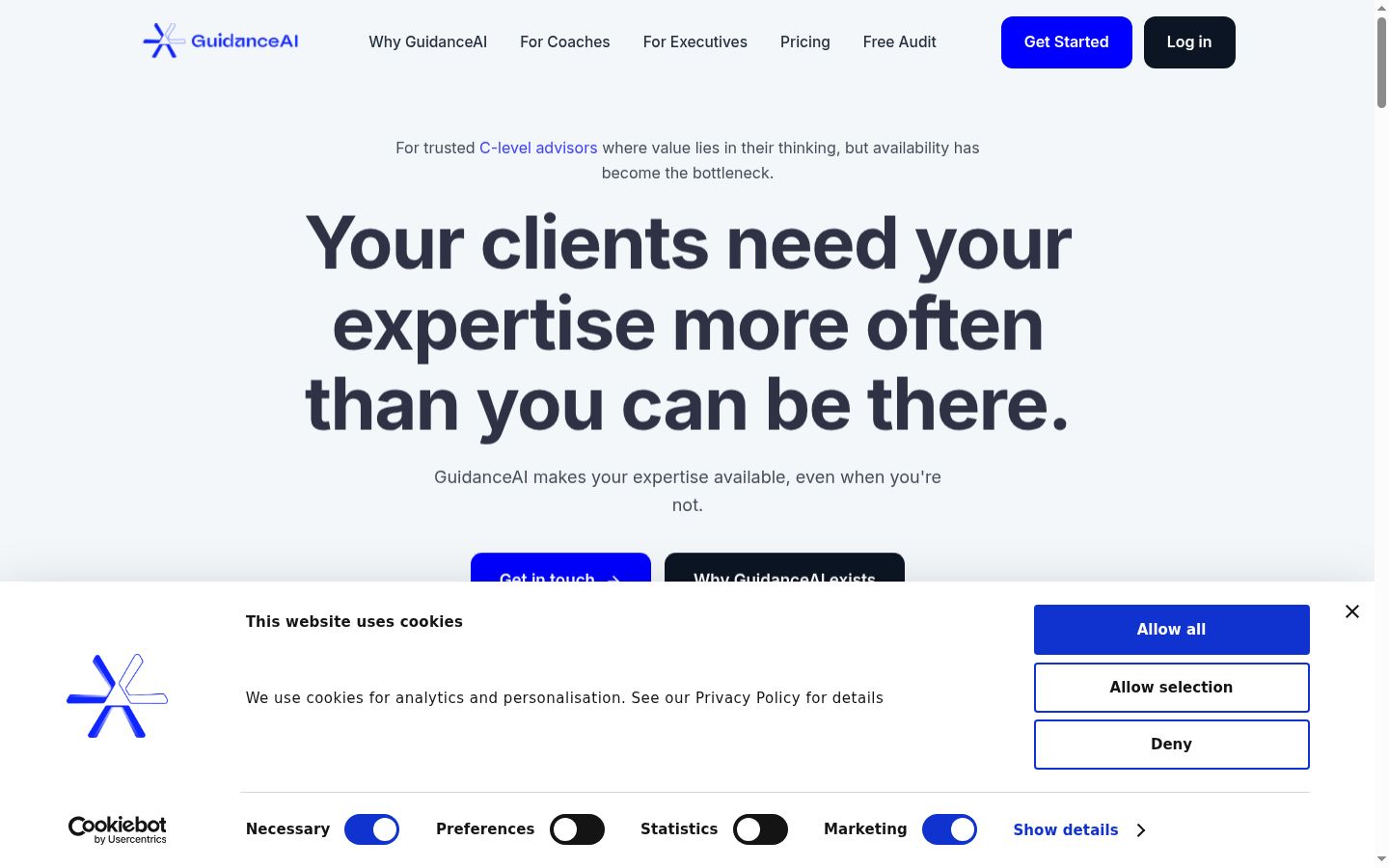 Screenshot of the consent banner shown before any interaction