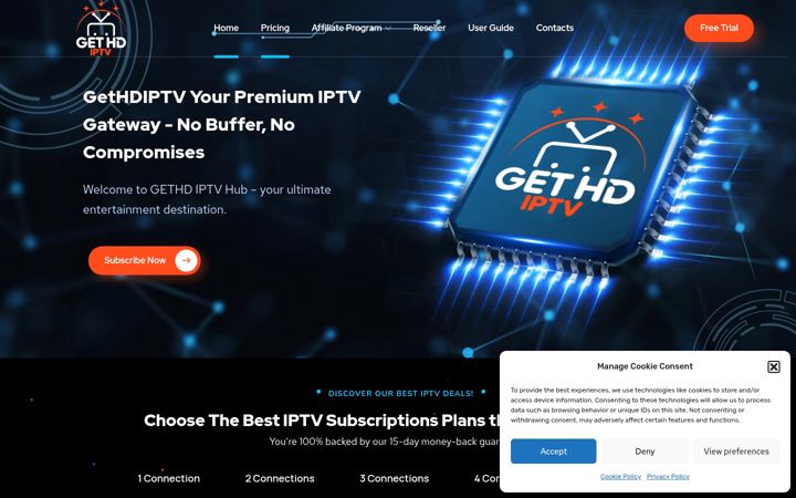 Screenshot of gethdiptv.com